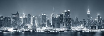 Фреска Панорама ночного города черно-белая