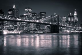 Фреска Бруклинский мост в ночных огнях