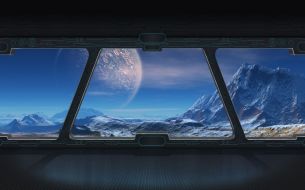 Фотообои Окно космического корабля