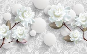 Фотообои Ветви с белыми цветами