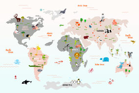 Фреска Уютная детская карта мира